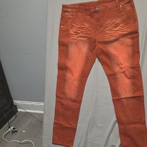 Hendago Stylish Burnt Orange Straight Leg Jeans